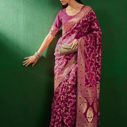 HERE&NOW Woven Design Zari Banarasi Saree-picture-21