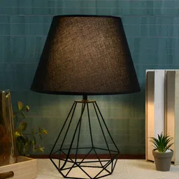 TAYHAA Black Metal Contemporary Frustum Shaped Table Lamp-14