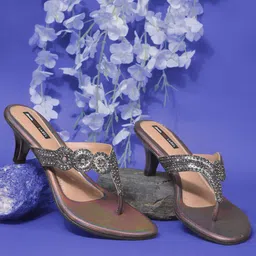 Bata Women Embellished Kitten Heels Sandals-10