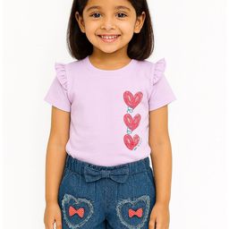 POP STREET KIDS RuffleSleeve Tee & HeartPocket Girls Printed Top with Shorts-image-79