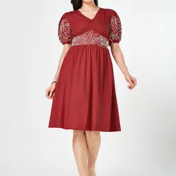Honey by Pantaloons Puff Sleeve Fit & Flare Dress-image-29