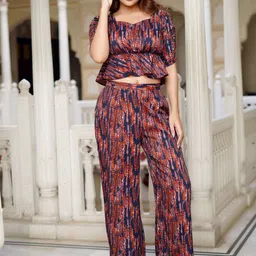 VIBE VISION Printed Top With Trousers Co-Ords-image-19
