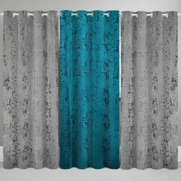 IVAZA Set of 3 Textured Velvet Curtains-14