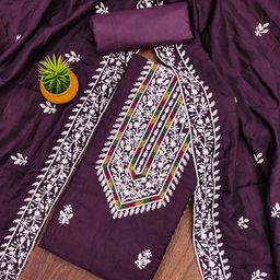 SHADOW & SAINING Embroidered Pure Cotton Unstitched Dress Material-picture-8