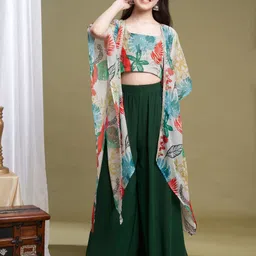 CurlyTales Floral Print Georgette Maxi Dress-image-77