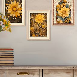 Kotart Brown 3 Pieces Wooden Floral and Botanical Wall Arts-picture-0