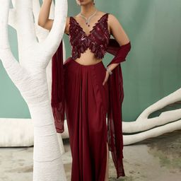 ONE KNOT ONE Sequin Embroidered Top & Maxi Skirt Co-Ords-picture-48
