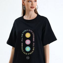 WOBE Women Floral Printed Round Neck Pure Cotton T-shirt-image-105