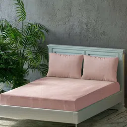 Trance Home Linen Pink Cotton 300 TC Queen Bedsheet Set- 2.18 m x 3.55 m-image-82