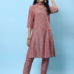 Shree Abstract Printed V-Neck Gotta Patti A-Line Kurta With Trousers & Dupatta-picture-26