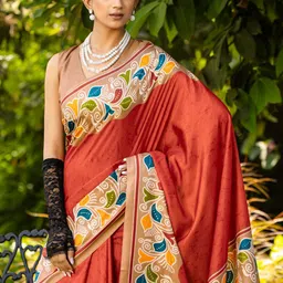 Anouk Rustic Block Print Saree image 3