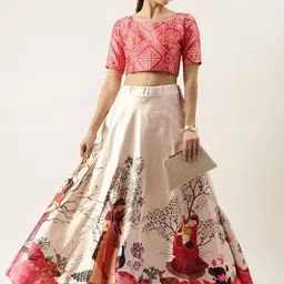 Kaizen TEXO FAB Floral Printed Semi-Stitched Lehenga & Unstitched Blouse-image-52