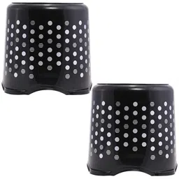 Kuber Industries Black & White 2 Pieces Dot Comfy Textured Plastic Stools-34