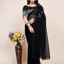 K 5 Fashion Embroidered Pure Georgette Saree-image-16