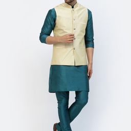 TS LIFESTYLE Men Regular Dupion Silk Kurta with Churidar-image-43