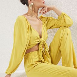 Trendyol V-Neck Top With Trousers Co-Ords-picture-8