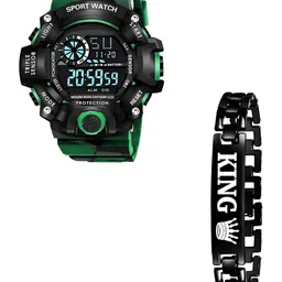Hala Men Solid Round Regular Sports Digital Watch - G90 + King Bracelet-44