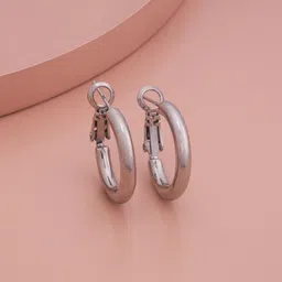 Kushal's Fashion Jewellery Rhodium-Plated Circular Hoop Earrings-18