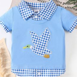 LULU & SKY Boys Checked Shirt Collar T-shirt-image-71