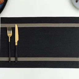 MONKDECOR 6 Pieces Black Geometric Patterned Rectangle Table Placemats image 2