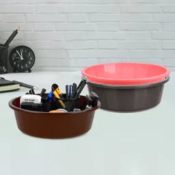 Kuber Industries Grey & Pink Pack of 3 Multipurpose Storage Organizer Tub-11