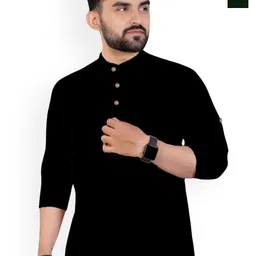 univibe Selection Of 2 Band Collar Cotton Slim Fit Straight Short Kurta-image-82