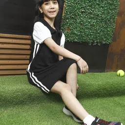 Athena Girl Colourblocked Puff Sleeve Balloon Dress-image-93
