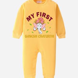 BLUSHES Infants Ganesh Chaturthi Printed Pure Cotton Round Neck Romper-image-61