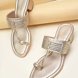 Rocia Women Ethnic Embellished Block Heel Sandals-49