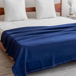 BREVARD Navy Blue 300 GSM AC Room Single Bed Blanket-image-99