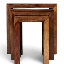 Ikiriya Set Of 3 Brown Oakland Sheesham Wood Contemporary Nesting Tables image 5