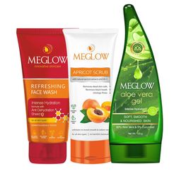 MEGLOW Set Of 3 Refreshing Face Wash- 70 g- Apricot Scrub- 70 g & Aloevera Gel- 125 g-image-10