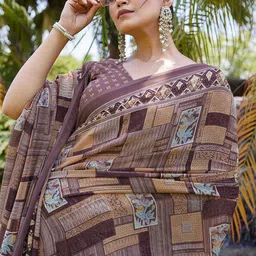 HERE&NOW Ethnic Motifs Printed Pure Georgette Saree-picture-29