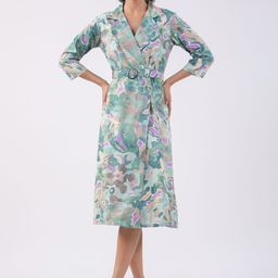 JISORA Women Green Printed Pure Cotton Dress-image-94