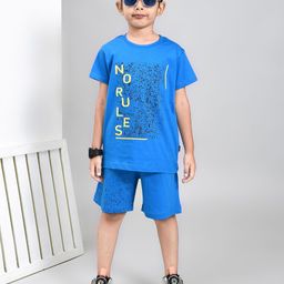 YOUMAA Boys Printed Round Neck Pure Cotton T-Shirt With Shorts-image-48