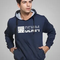 REYA Men Typography Solid Full Sleeve Hooded Sweatshirt-picture-11