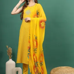 Sangria Embroidered Sequinned Straight Kurta With Trouser & Dupatta-10