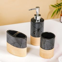 Nestasia Black & Gold-Toned 3 piece Geometric Ceramic Bath Accessories Set-picture-37