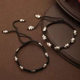 Saraf RS Jewellery Rhodium-Plated Artificial Beads Anklet-5