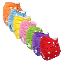 Kritiu Infants Pack Of 7 Reusable Waterproof Cotton Cloth Diaper-image-4
