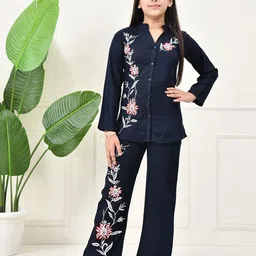 BAESD Girls Embroidered Long Sleeves Pure Cotton Shirt With Trousers-picture-44
