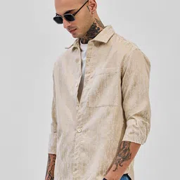 Snitch Men Relaxed Fit Spread Collar Textured Casual Shirt-image-57