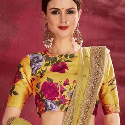 FABPIXEL Printed Semi-Stitched Lehenga & Unstitched Blouse With Dupatta image 4