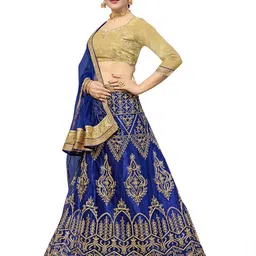 MANVAA Embroidered Thread Work Semi-Stitched Lehenga & Unstitched Blouse With Dupatta image 3