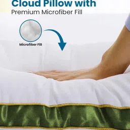 Sleepsia Set of 2 White & Green Solid Memory Foam Soft Bed Pillow image 3