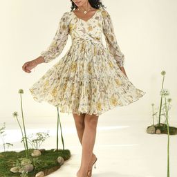 Baise Gaba daydream Ethnic Motifs Printed Gathered or Pleated Chiffon Empire Dress-image-27