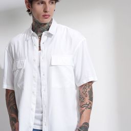 HIGHLANDER Men Comfort Oversized Fit Textured Spread Collar Casual Shirt-image-38