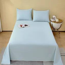 JC HOME Blue Pure Cotton 240 TC Super King Bedsheet Set-2.45 m x 2.50 m-picture-14
