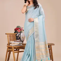 Pandadi Saree Striped Woven Design Zari Organza Sarees-picture-28