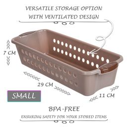 Kuber Industries Peach-Coloured & Brown 2 Pieces Regular Tote Basket Organisers image 4
